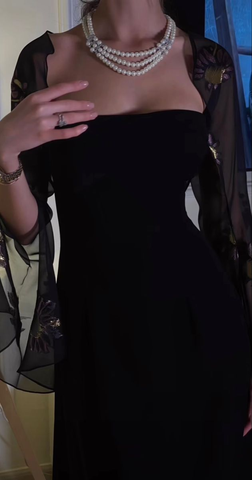 Charming Black Evening Dress Black Formal Gown Y4030