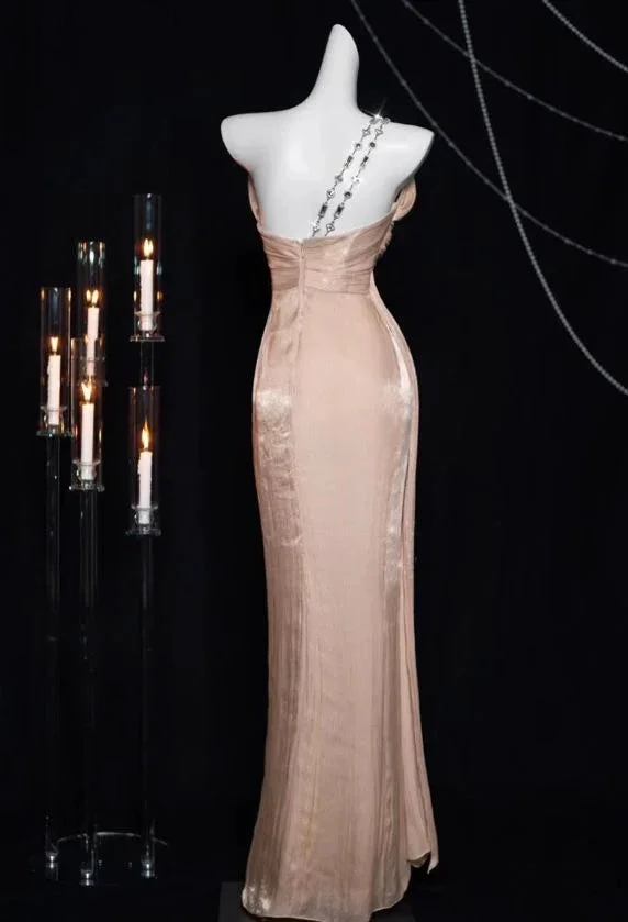Pretty Pink One Shoulder Sheath Prom Evening Dress Y8199 by simplepromdress