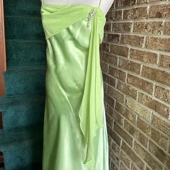 Simple Green Satin Chiffon Evening Dress Long Prom Dress Y8201 by simplepromdress