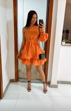 Orange One Sleeve A-line Homecoming Dress Y2771 by simplepromdress