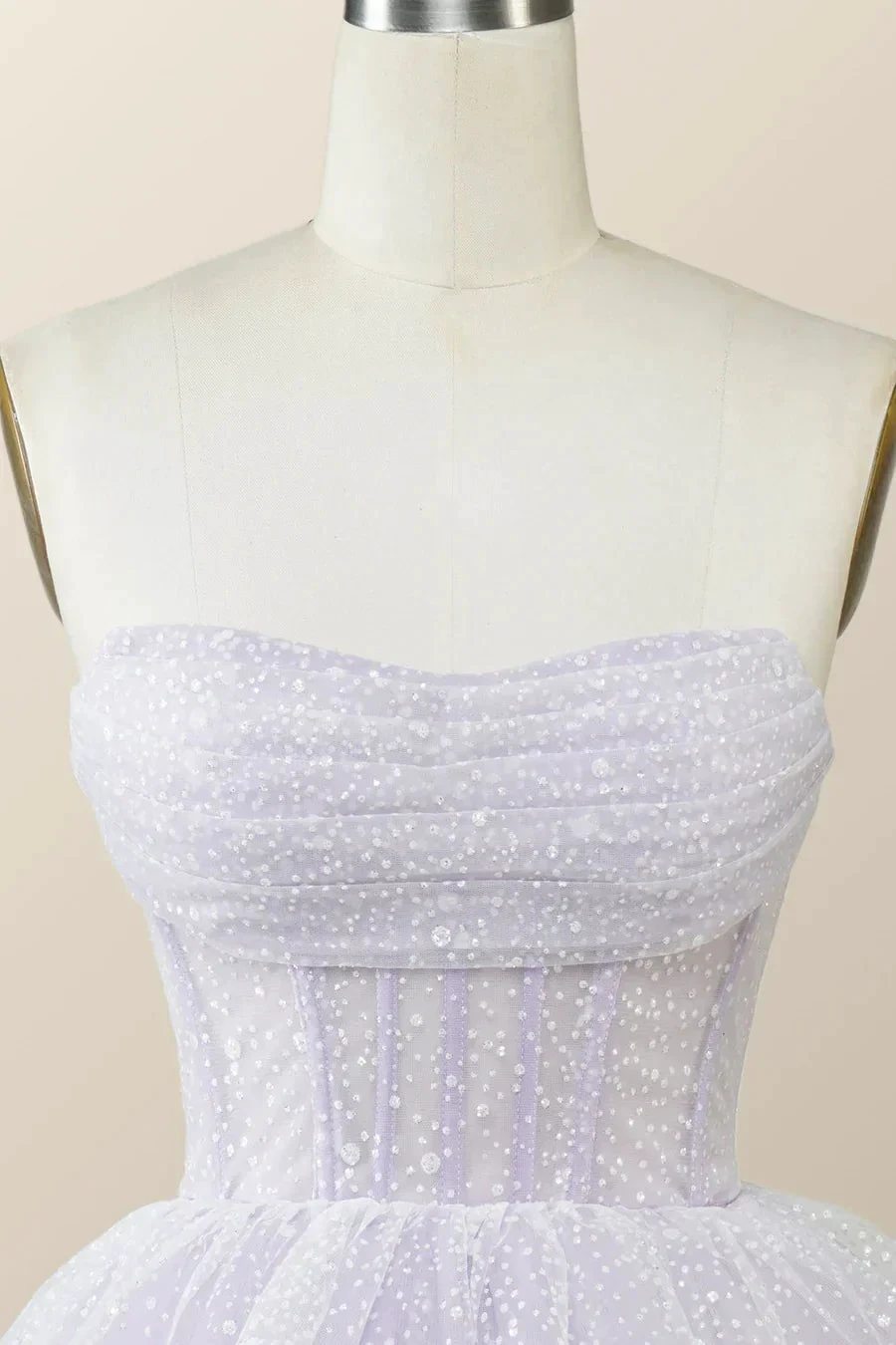Lavender Strapless Cowl Neck Short A-line Homecoming Dress Y2780 by simplepromdress