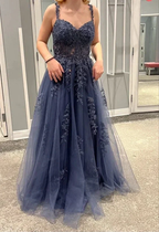 V-neck Sexy A-Line Evening Dress Applique Long Prom Dresses Wedding Guest Dress Y6785 by simplepromdress