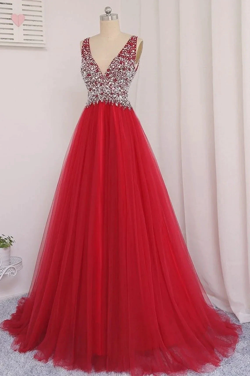 V Neckline Prom Dress Tulle Skirt Evening Dress Graduation Party Dress Formal Dress Dresses For Prom Special Occasion Dress Y792 by simplepromdress