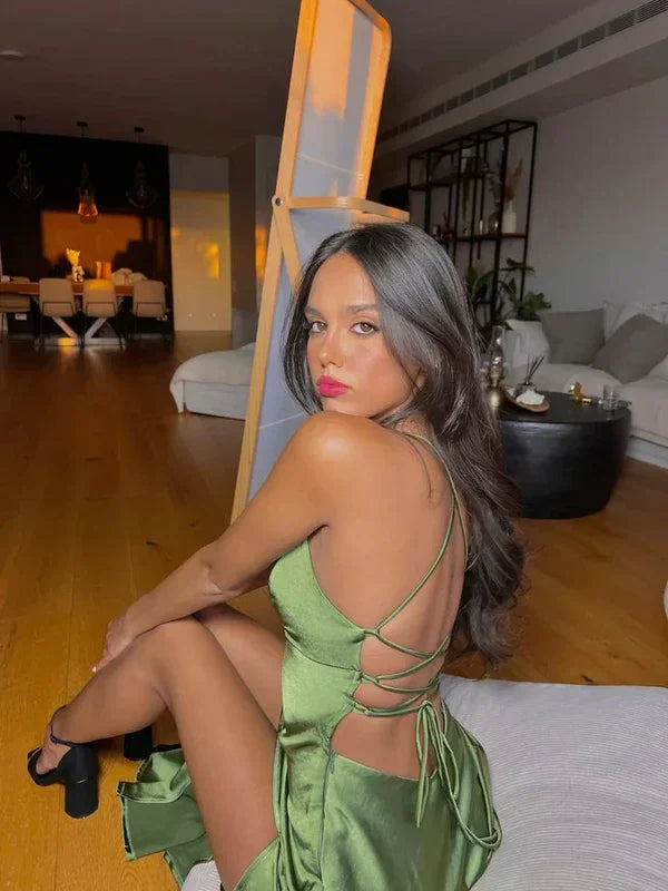 Sexy Spaghetti Straps Green Prom Dress Long Slit Evening Dress Y7912 by simplepromdress