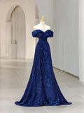 A-Line Evening Dress Elegant Dress Formal Sleeveless Off Shoulder Sequined with Glitter Sequin Y5789 by simplepromdress