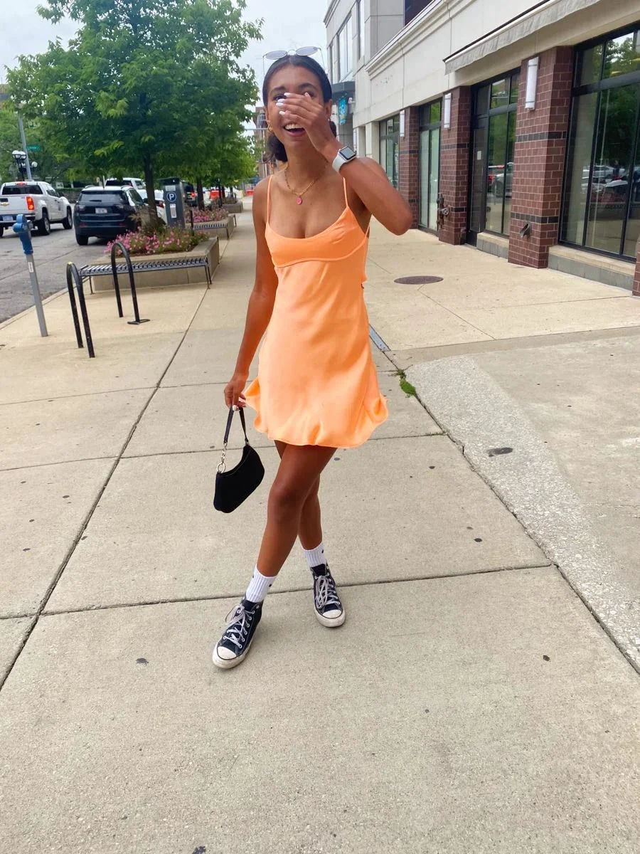 Cute Orange Homecoming Dress Back To School Dress Y2833 by simplepromdress