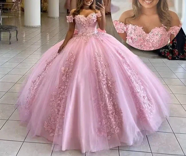 Purple Off The Shoulder Tulle Appliques Ball Gown,Sweet 16 Dress Y5472 by simplepromdress