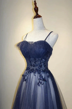 Elegant Gradient Tulle Straps Long Evening Dress, A-Line Tulle Prom Dresses Y1807 by simplepromdress