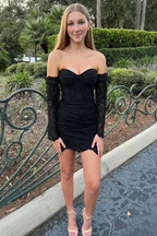 Sweetheart Navy Blue Lace Corset Bodycon Homecoming Dress Y2579 by simplepromdress