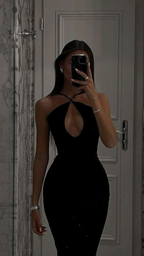 Sexy Black Mermaid Evening Dress Black Party Gown Y5168