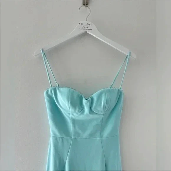 Elegant Blue Satin Spaghetti Straps Prom Dress Evening Dress Y8232 by simplepromdress