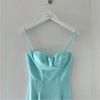 Elegant Blue Satin Spaghetti Straps Prom Dress Evening Dress Y8232 by simplepromdress