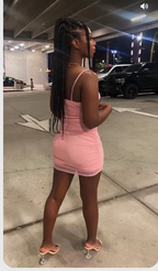 Pink Sleeveless Spaghetti Straps Dress Sexy Pink Homecoming Dress Y835 by simplepromdress