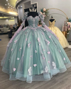 Princess Sweetheart Ball Gown Quinceanera Dresses Beaded Celebrity Party Gowns With 3D Flowers Y2982 by simplepromdress