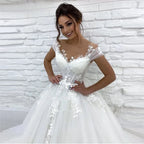 Ramanda Elegant V-Neck Sleeveless Wedding Dress For Bride 2023 A-Line Floral Lace Appliques Buttons Back Vestido De Novia by payinti