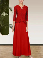 Glitter Lace & Satin Skirt Jacket Dress with Open Jacket by Dreamylily