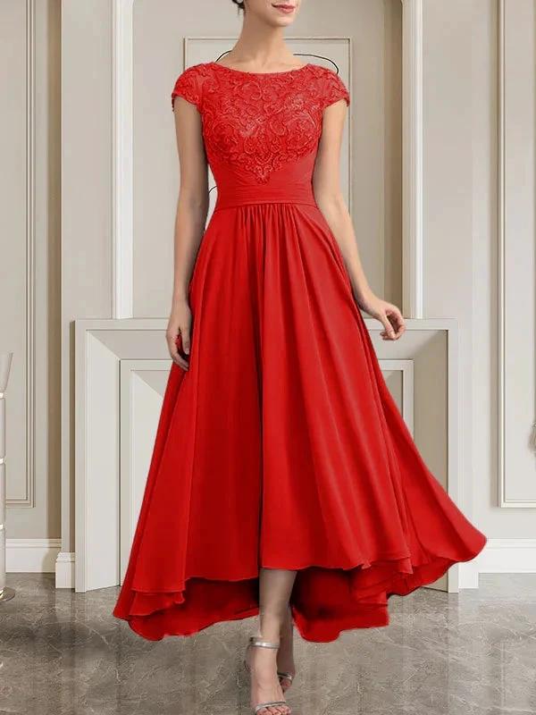 A-line Scoop Floor-Length Lace Chiffon Mother of the Bride Dress With Sequins by Dreamylily