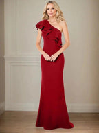 A-line One Shoulder Floor-Length Chiffon Mother of the Bride Dress With Ruffles by Dreamylily