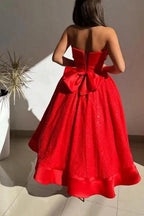 Red Strapless Solid Satin Ball gown Prom Dress by misshow.com