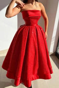 Red Strapless Solid Satin Ball gown Prom Dress by misshow.com