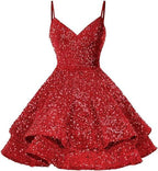 Sequin Homecoming Dresses for Teens Sparkly Short Prom Dresses SYH87 by vivymakudress