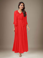 Plum A-Line Sequins Chiffon Dress