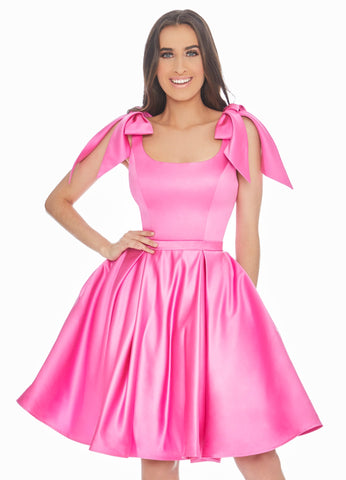 Satin Yellow Homecoming Dress Knee-Length Dresses SYH53
