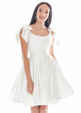 Satin Yellow Homecoming Dress Knee-Length Dresses SYH53