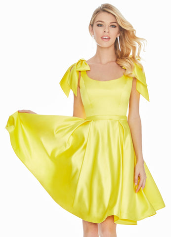 Satin Yellow Homecoming Dress Knee-Length Dresses SYH53