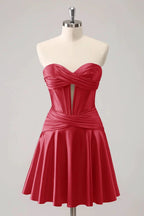 Cute Fuchsia A Line Sweetheart Criss Cross Corset Homecoming Dress with Ruffles by WEDTREND