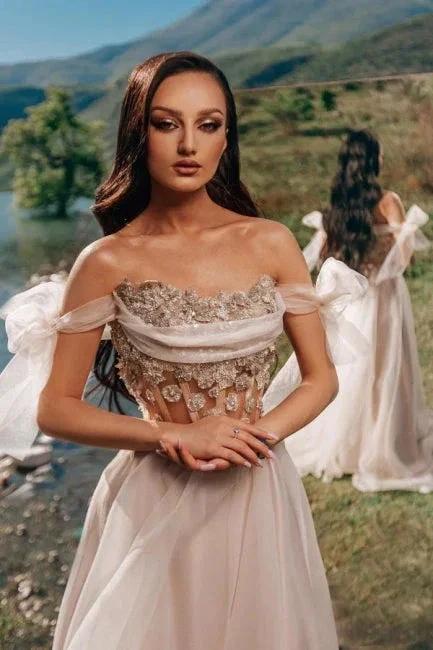 Romantic Off The Shoulder Princess Tulle Garden Prom Dress by misshow.com