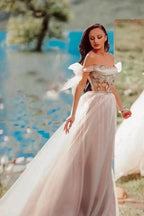 Romantic Off The Shoulder Princess Tulle Garden Prom Dress by misshow.com
