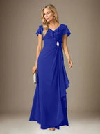 Stormy A-Line V-Neck Ruched Chiffon Dress by Dreamylily
