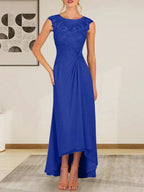 Champagne A-Line Scoop Lace Chiffon Dress by Dreamylily