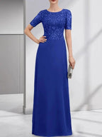 A-line Scoop Floor-Length Lace Chiffon Mother of the Bride Dress With Sequins by Dreamylily