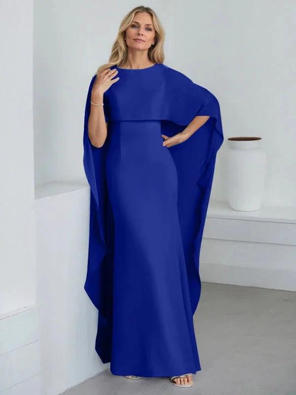 Sheath Scoop Floor-Length Chiffon Mother of the Bride Dress With Cascading Ruffles by Dreamylily