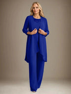 Chiffon Scoop Long Sleeves Mother Of The Bride Pantsuits With Jacket by Dreamylily