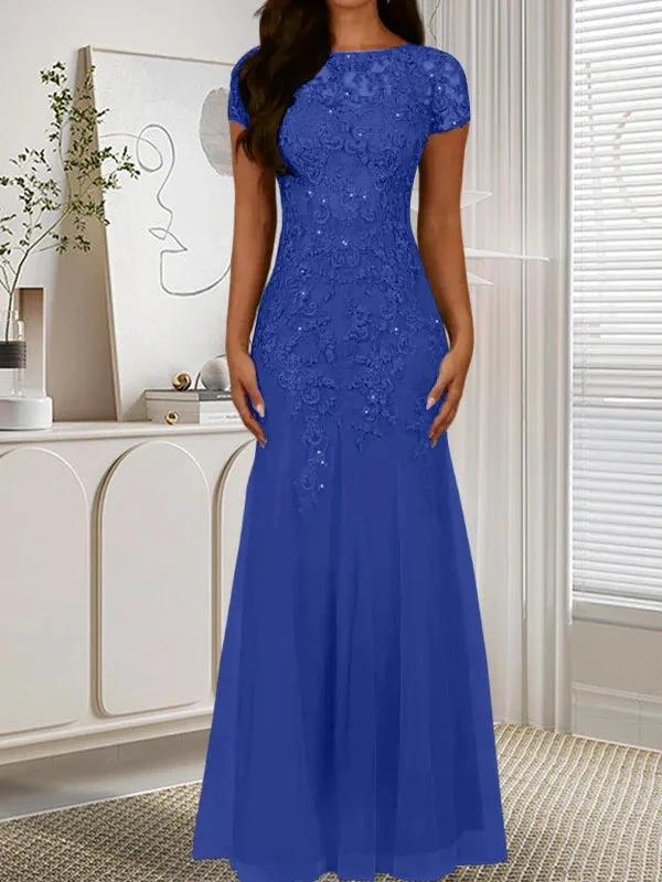 Dark Navy Mermaid Scoop Sequins Tulle Dress by Dreamylily