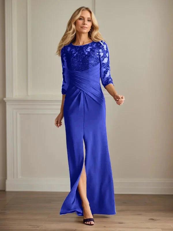Plum Sheath Lace Stretch Crepe Mother of the Bride Dress by Dreamylily