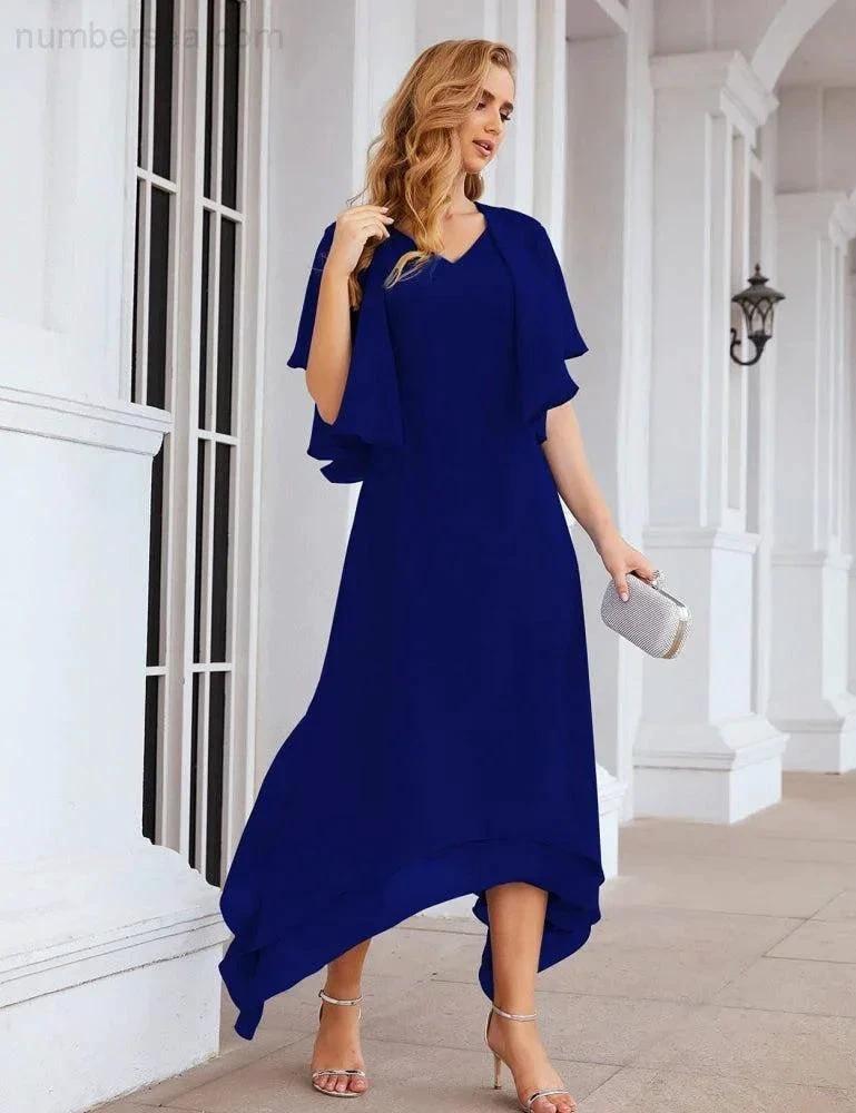 Sunnderly Chiffon Plus Size Mother of Bride Dresses with Jacket Formal Dresses for Wedding SY28073 by numbersea