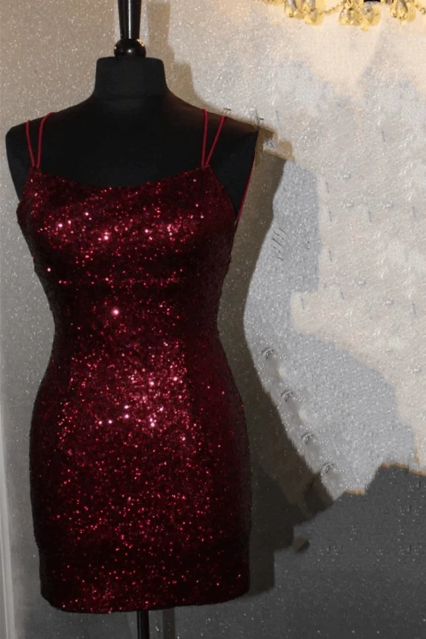 Royal Blue Sequin Bodycon Mini Homecoming Dress Short Prom Dress PD459 by pgmdress