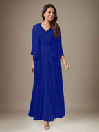 Plum A-Line Sequins Chiffon Dress