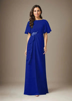 Dark Navy Sheath Beaded Chiffon Dress by Dreamylily