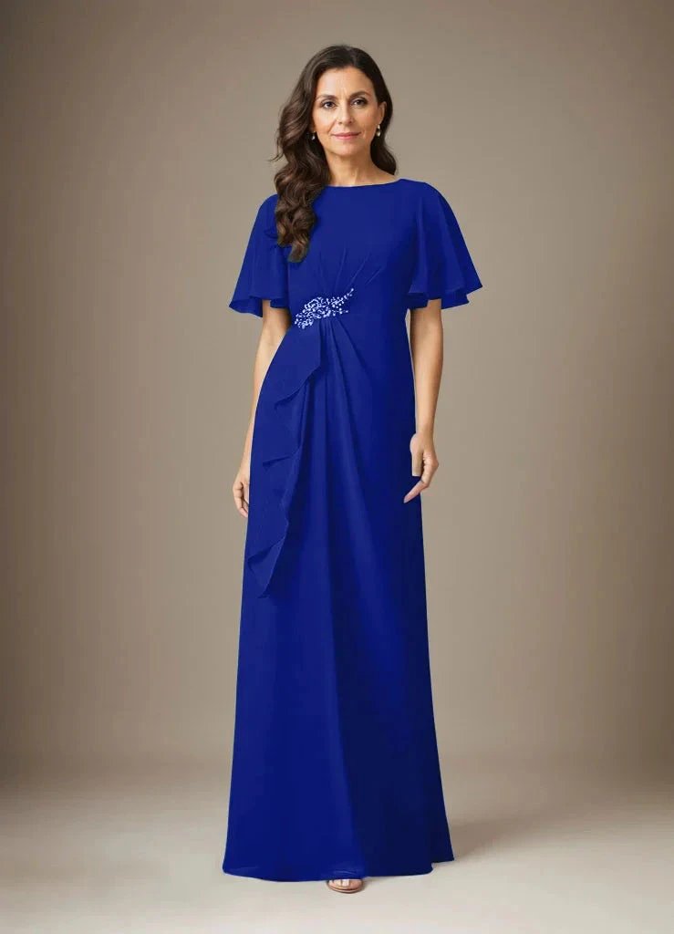 Dark Navy Sheath Beaded Chiffon Dress by Dreamylily