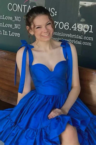 A-Linie Sweetheart Rüschen Homecoming Kleid mit Schleife Trägern SYH104