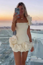 Ruffled Satin Short Party Dress One Shoulder Homecoming Dress PD550 by pgmdress