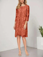 A-line Scoop Knee-Length Chiffon Lace Mother of the Bride Dress With Jacket by Dreamylily