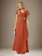 Stormy A-Line V-Neck Ruched Chiffon Dress by Dreamylily