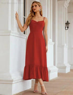 Numbersea Spaghetti Strap Chiffon Bridesmaid Dress Ankle Length Formal A Line Cocktail Party Homecoming Dress for Juniors SEA28028 by numbersea