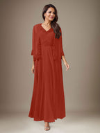 Plum A-Line Sequins Chiffon Dress